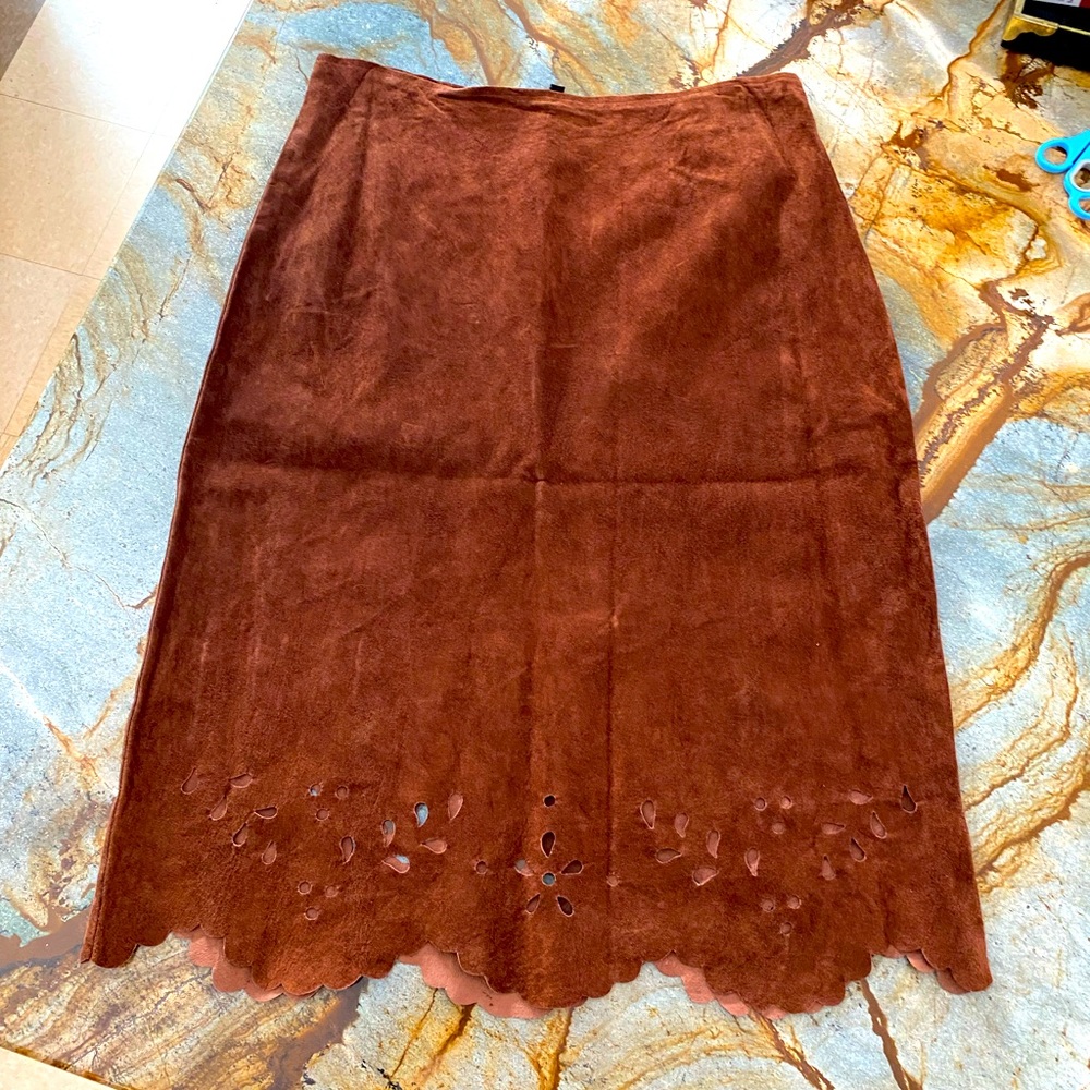 Vintage 100% Suede A-line Cutout Skirt 🧡
